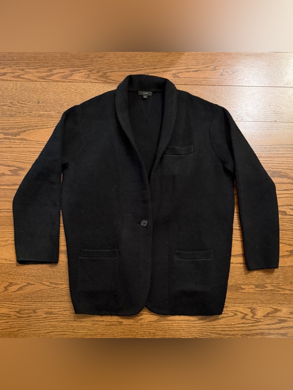 J. Crew Oversized Black Shawl-Collar Knit Cardigan